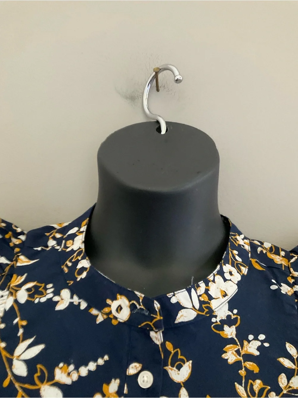 J. Crew, Navy Blue & Gold, Floral, Blouse